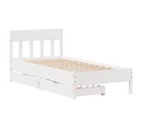 Bed Frame with Headboard White 75x190 cm Small Single Solid Wood Pine vidaXL