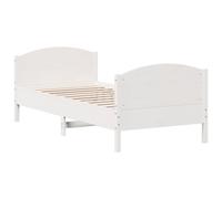 Bed Frame with Headboard White 90x190 cm Single Solid Wood Pine vidaXL