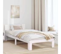 Bed Frame with Headboard White Solid Pine Wood 100x200 cm Contemporary XL
