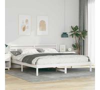 Bed Frame with Headboard White Solid Pine Wood 205.5x80.5x80.5 cm Painted Finish [EEK: D]