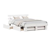 Bed Frame with Headboard with Drawer Solid Pine Wood Wooden Modern Chic vidaXL