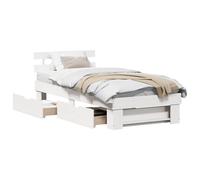 vidaXL Bed Frame with Headboard White 90 x 190 cm Solid Pine Wood