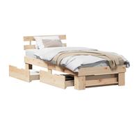 vidaXL Bed Frame with Headboard White 90 x 200 cm Solid Pine Wood