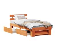 Bed Frame with Headboard with Drawer Solid Pine Wood Wooden Modern Chic vidaXL