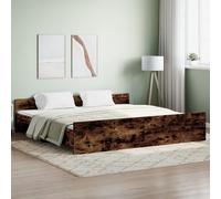 Bed Frame with Headboard with Footboard Smoked Oak 180x200 cm Super King Berkfield Home Brown Super King