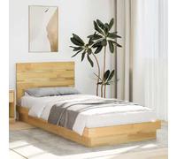 vidaXL Bed Frame with Headboard without Mattress 75x190 cm Small Single Solid Wood Oak
