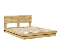 Bed Frame with Headboard without Mattress Solid Wood Oak Bed Base vidaXL