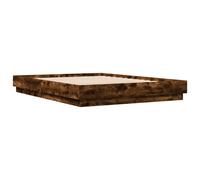 vidaXL Bed Frame with LED Lights Bed Base Smoked Oak 150x200 cm King Size