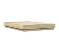 Bed Frame with LED Lights Base Sonoma Oak 120x190 cm Small Double vidaXL