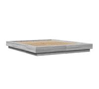 Bed Frame with LED Lights Grey Sonoma 160x200cm Engineered Wood vidaXL