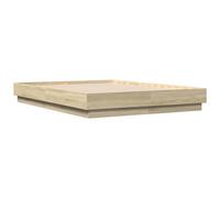Bed Frame with LED Lights Home Base Sonoma Oak 135x190 cm Double vidaXL