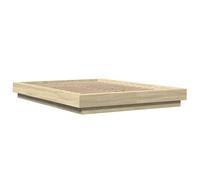 Bed Frame with LED Lights Sonoma Oak 135x190cm Engineered Wood vidaXL