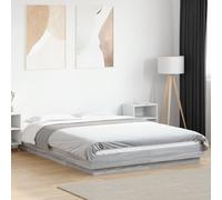 Bed Frame with LED Lights without Mattress Grey Sonoma 120x190cm Berkfield Home Grey One Size