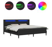 Bed Frame with LED Strip Lights Black Faux Leather Modern Furniture USB vidaXL