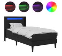 Bed Frame with LED Strip Lights Black Faux Leather Modern Furniture USB vidaXL