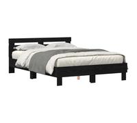 Bed Frame with LED Strip Lights with Headboard Engineered Wood Modern vidaXL