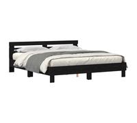 Bed Frame with LED Strip Lights with Headboard Engineered Wood Modern vidaXL