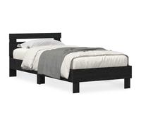 Bed Frame with LED Strip Lights with Headboard Engineered Wood Modern vidaXL