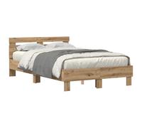 Bed Frame with LED Strip Lights with Headboard Engineered Wood Modern vidaXL