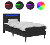 Bed Frame with LED Strip Lights with Headboard Faux Leather Modern vidaXL