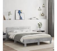 Bed Frame with LED without Mattress Concrete Grey 140x200 cm