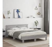 (grey sonoma, 150 x 200 cm) vidaXL Bed Frame with Headboard and LED Bed Base Bedstead Matress Foundation