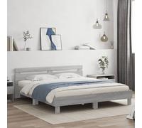 Bed Frame with LED without Mattress Grey Sonoma 160x200 cm