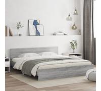 Bed Frame with LED without Mattress Grey Sonoma 180x200 cm Super King