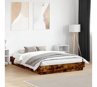 Bed Frame with LED without Mattress Smoked Oak 120x190 cm Small Double