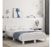 (white, 135 x 190 cm) vidaXL Bed Frame with Headboard and LED Bed Base Bedstead Matress Foundation