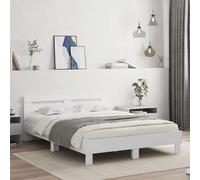 (white, 150 x 200 cm) vidaXL Bed Frame with Headboard and LED Bed Base Bedstead Matress Foundation