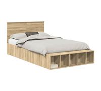 Bed Frame with Shelf with Headboard Manual Engineered Wood Modern vidaXL