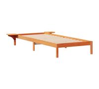 Bed Frame White Solid Pine Wood 100 x 220 cm Platform with Built-in Side Tables