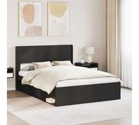 vidaXL Bed Frame with Storage and Headboard Black 135 x 190 cm