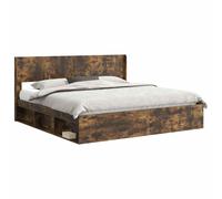 Bed Frame Modern Super King White Engineered Wood Storage Headboard 200x200cm UK