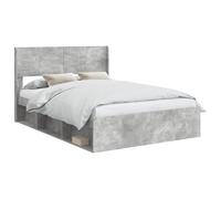 vidaXL Bed Frame with Storage and Headboard Concrete Grey 135 x 190 cm