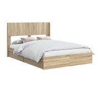 vidaXL Bed Frame with Storage and Headboard Sonoma Oak 140 x 190 cm