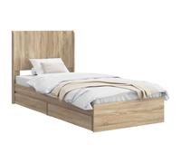 vidaXL Bed Frame with Storage and Headboard Concrete Grey 150 x 200 cm