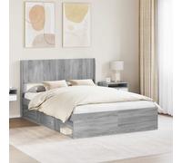 Bed Frame With Storage And Headboard Grey Sonoma 135 X 190 Cm