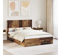 Bed Frame With Storage And Headboard Old Wood 120 X 190 Cm
