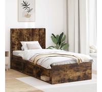 Bed Frame With Storage And Headboard Smoked Oak 90 X 200 Cm