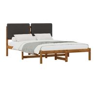 Bed Frame with Upholstered Headboard Fabric, Solid Acacia Wood vidaXL