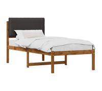 Bed Frame with Upholstered Headboard Fabric, Solid Acacia Wood vidaXL