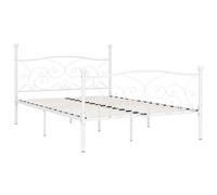 Vidaxl Bed Frame With Slatted Base Black Metal 160X200 Cm, Black