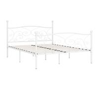 vidaXL Bed Frame with Slatted Base White Metal 200x200cm Bedroom Furniture