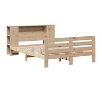 Bed Frame without Mattress Wax Brown 135x190 cm Double Solid Wood Pine