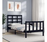 Bed Frame without Mattress Black 100x200 cm Solid Wood Pine