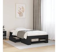 Bed Frame Home Base Black 75x190 cm Small Single Engineered Wood vidaXL