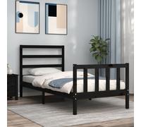 Bed Frame without Mattress Black Small Single Solid Wood Pine