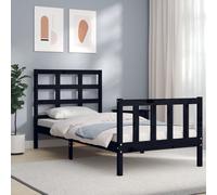 Bed Frame without Mattress Black Small Single Solid Wood Pine